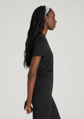Short Sleeve Crewneck Tee for Tall Women in Black