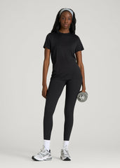 Short Sleeve Crewneck Tee for Tall Women in Black