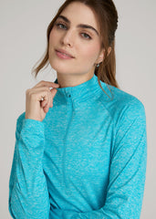 Long Sleeve Active Half-Zip Pullover Jacket for Tall Women in Scuba Blue Mix