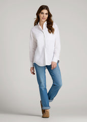 Relaxed Poplin Button Up Shirt for Tall Women in Bright White