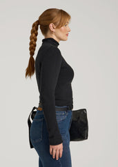 Rolled Mock Neck Sweater for Tall Women in Black