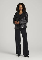 Shearling Moto Jacket for Tall Women in Black