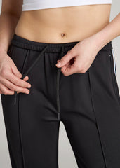 Ultra Lightweight Tricot Athletic Stripe Pants for Tall Women in Black and White