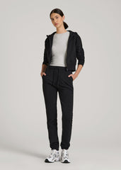 Wearever Fleece Slim Fit High-Waisted Garment Dye Sweatpants for Tall Women in Black