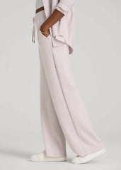 Pull-On Tie Waist Wide Leg Pants for Tall Women in Grey Lilac
