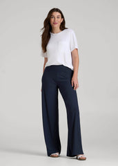 Pull-On Breezy Wide Leg Pants for Tall Women in Navy