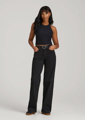 Luna High-Rise Wide-Leg Jeans for Tall Women in Onyx Black Wash