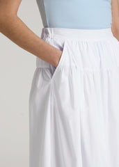 Tiered Cotton Maxi Skirt for Tall Women in White