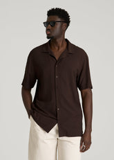 Short Sleeve Resort Shirt for Tall Men in Espresso