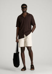 Short Sleeve Resort Shirt for Tall Men in Espresso