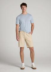 Linen Crewneck T-Shirt for Tall Men in Sky Blue Mix