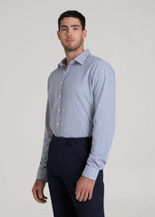 Oskar Easy Care Dress Shirt for Tall Men in Bright Blue Grid