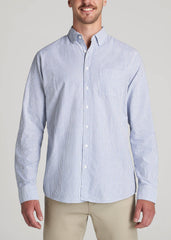 Washed Oxford Shirt for Tall Men in Blue Banker Stripe