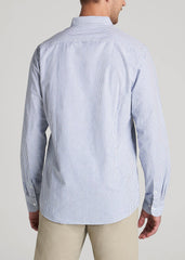 Washed Oxford Shirt for Tall Men in Blue Banker Stripe