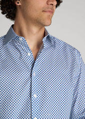Premium Dress Shirt for Tall Men in Blues Check
