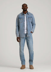 Western Denim Shirt for Tall Men in Heritage Faded