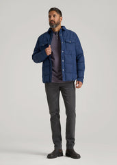 LJ&S Puffer Shirt Jacket for Tall Men in Marine Blue