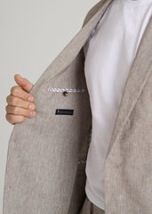 Stretch Linen Blazer for Tall Men in Brown Linen