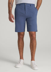 Seersucker Shorts for Tall Men in Steel Blue