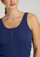 Waffle Tank Top for Tall Women in Midnight Blue
