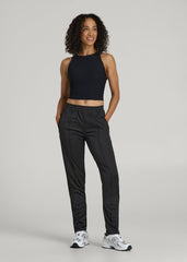 Ultra Lightweight Tricot Athletic Stripe Pants for Tall Women in Black And Black