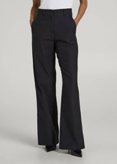 High Rise Wide Leg Flat Front Chinos for Tall Women in Black