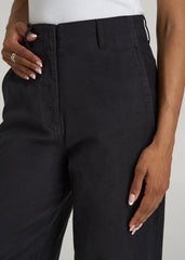 High Rise Wide Leg Flat Front Chinos for Tall Women in Black