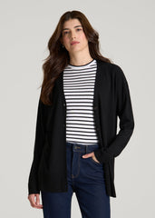 Linen Blend Knit Cardigan for Tall Women in Black