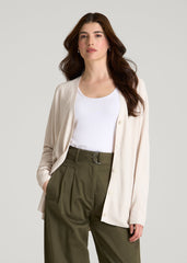 Linen Blend Knit Cardigan for Tall Women in White Sand