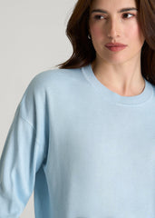 Linen Blend Knit Crewneck for Tall Women in Ice Blue
