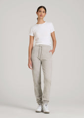 Wearever Fleece Slim Fit High-Waisted Garment Dye Sweatpants for Tall Women in Grey Mix