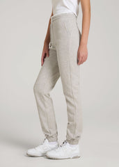 Wearever Fleece Slim Fit High-Waisted Garment Dye Sweatpants for Tall Women in Grey Mix