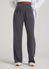 Soft Motion Pleated Wide Leg Pant for Tall Women in Charcoal Rinse