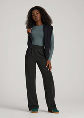 Soft Motion Pleated Wide Leg Pant for Tall Women in Black