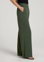 Pull-On Crepe Ultra Wide Pants for Tall Women in Climbing Ivy