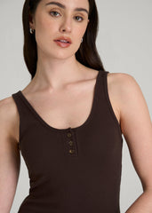 Waffle Tank Top for Tall Women in Espresso