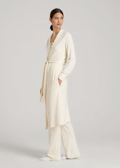Waffle Lounge Robe for Tall Women in White Alyssum
