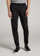 Stretch Twill Jogger Pants for Tall Men in Black