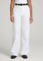 High Rise Wide Leg Flat Front Chinos for Tall Women in White