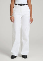 High Rise Wide Leg Flat Front Chinos for Tall Women in White