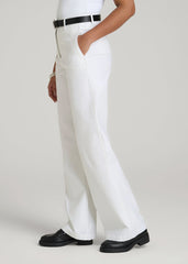 High Rise Wide Leg Flat Front Chinos for Tall Women in White