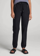 Pull-On Linen Joggers for Tall Women in Black
