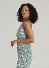 Lace Camisole Tank Top for Tall Women in Malachite Green Giraffe Print
