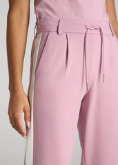 Pull On Tuxedo Stripe Pants for Tall Women in Pink Peony and White Alyssum