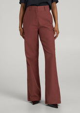 High Rise Wide Leg Flat Front Chinos for Tall Women in Intense Rust