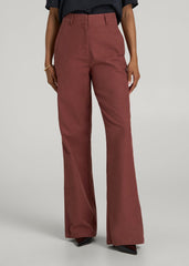High Rise Wide Leg Flat Front Chinos for Tall Women in Intense Rust