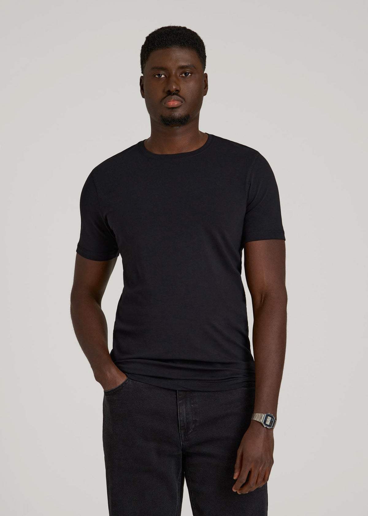 The Essential Slim Fit Crewneck Tee for Tall Men in Black