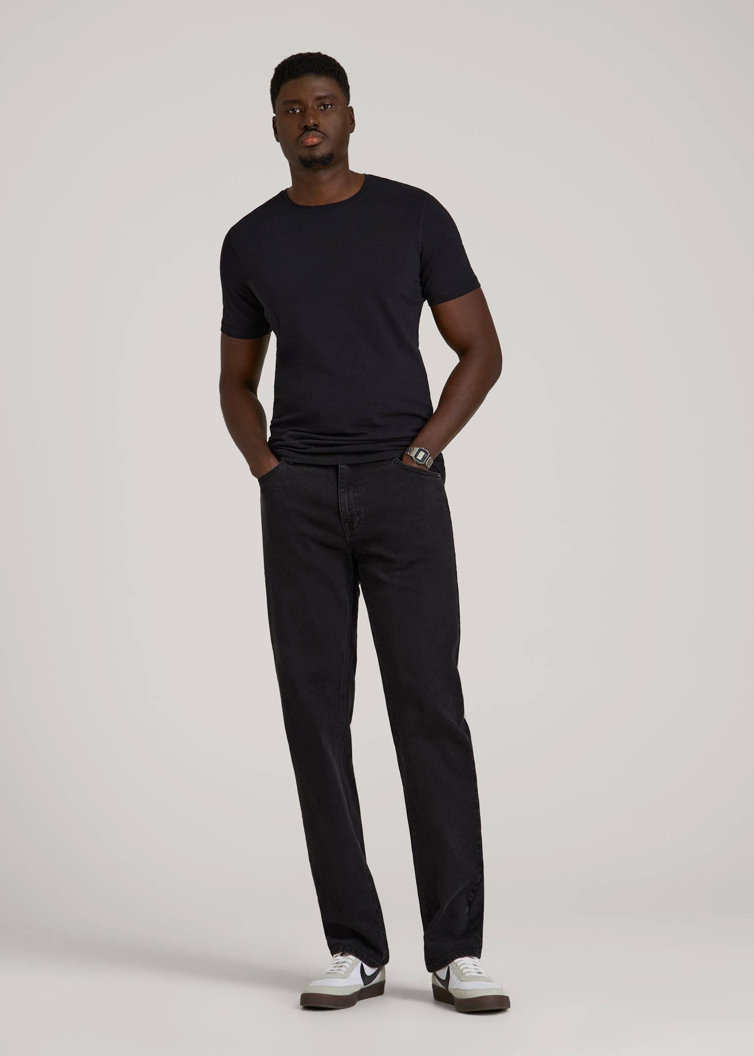 The Essential Slim Fit Crewneck Tee for Tall Men in Black