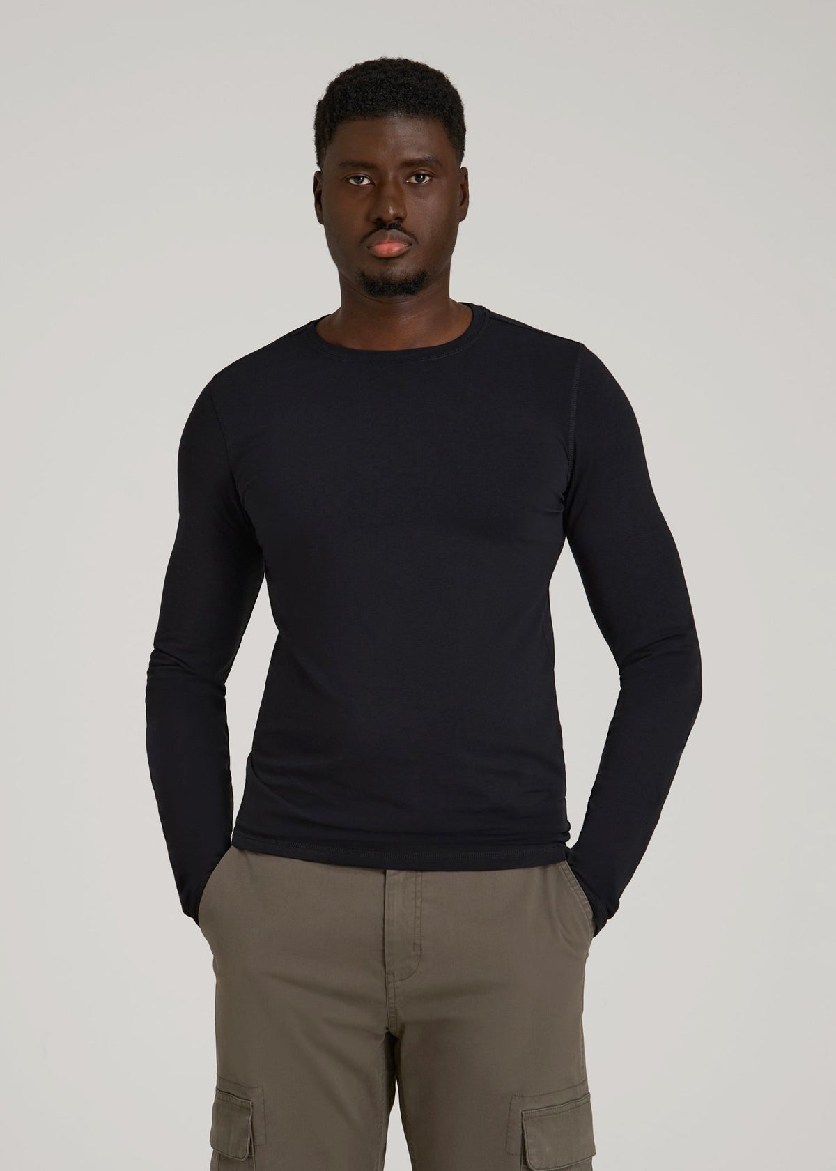 The Essential Slim Fit Long Sleeve Tee for Tall Men in Black