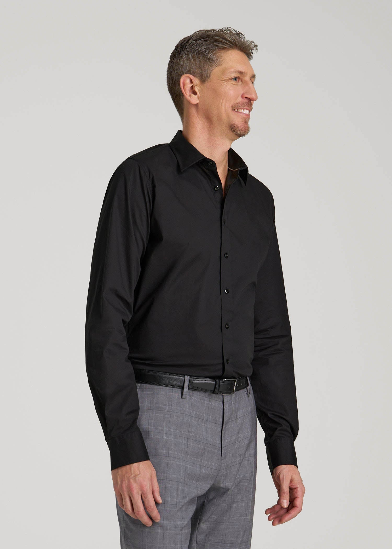 Oskar Easy Care Dress Shirt for Tall Men in Black